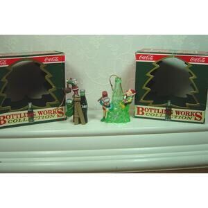 2 VINTAGE COCA COLA ORNAMENTS-TOPS ON REFRESHMENT & ICE SCULPTING--1995